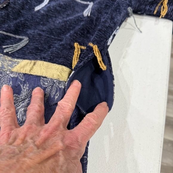 Flashback Jacket Blue/Gold Blazer Velvet Satin Patchwork Boho Women’s Size Small - Picture 9 of 16